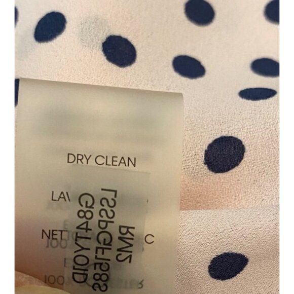 Karl Lagerfeld Paris Sleeveless Pink Navy Polka Blouse Pearl Buttons Large - Picture 7 of 10